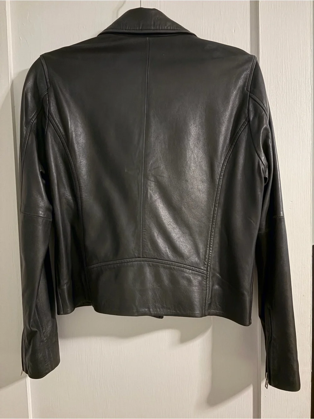 Lucky Brand Black Leather Asymmetrical Moto Jacket | Size M